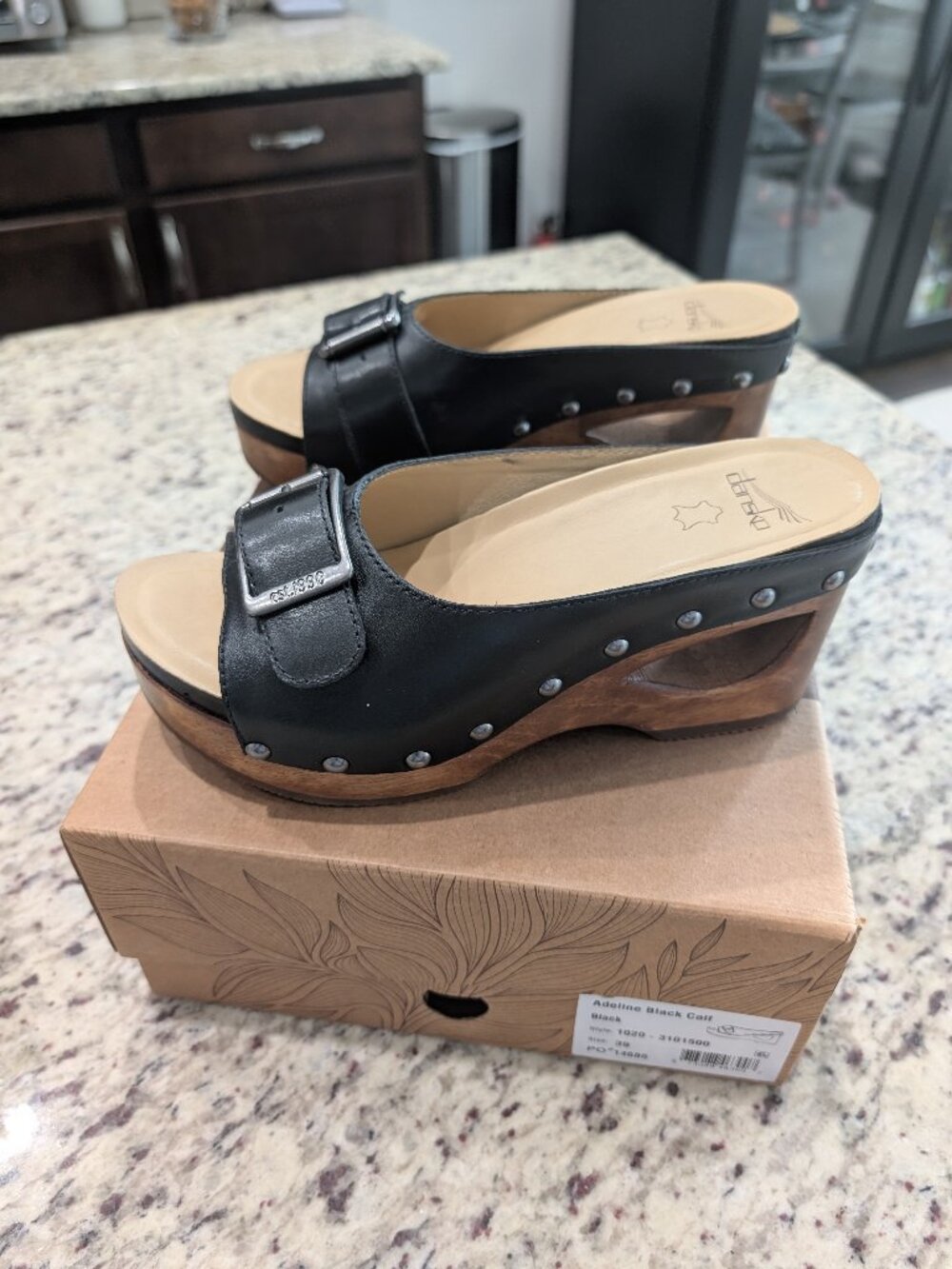 Dansko Adeline Wedge Black Calf Limited Edition